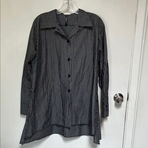Women's Black Striped Button Down Shirt